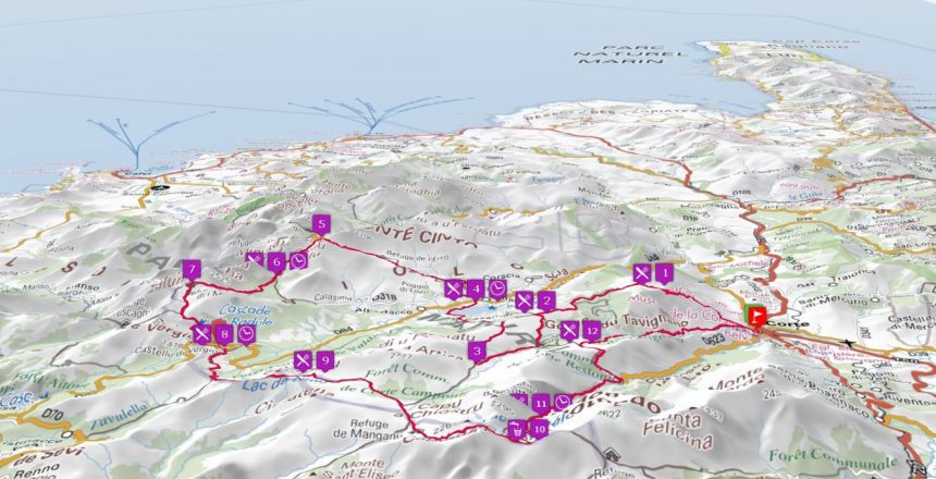 Carte en 3D Ultra-Trail di Corsica